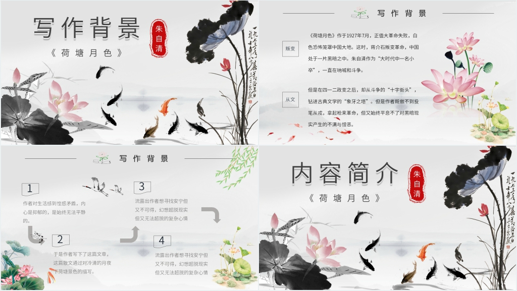 高一《荷塘月色》PPT模板 高一《荷塘月色》PPT模板