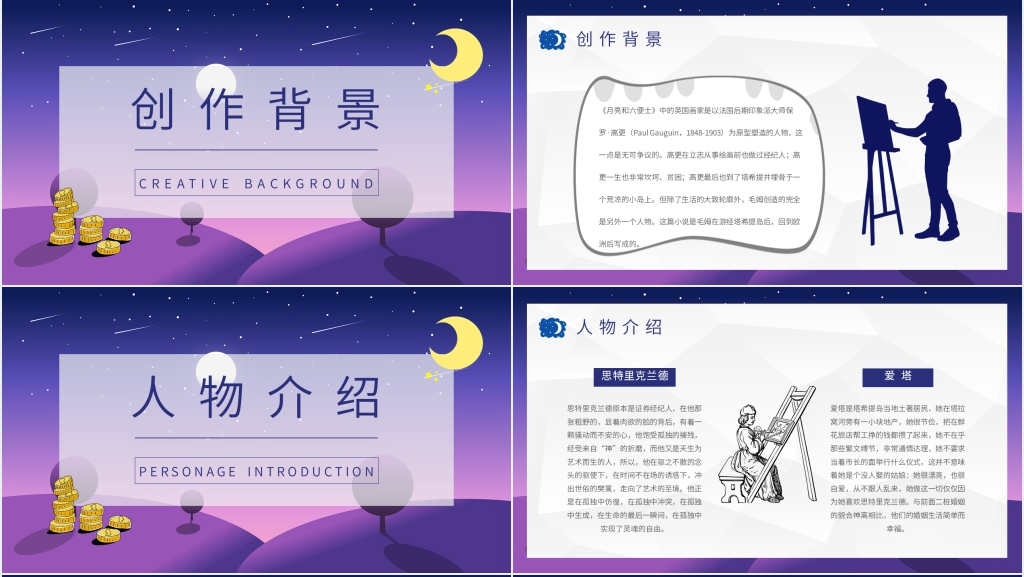 毛姆《月亮与六便士》PPT模板 毛姆《月亮与六便士》PPT模板