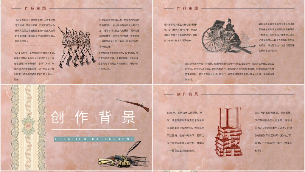 名著阅读战争与和平PPT模板 名著阅读战争与和平PPT模板