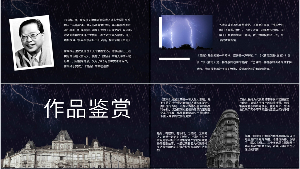 介绍《雷雨》话剧PPT模板 介绍《雷雨》话剧PPT模板