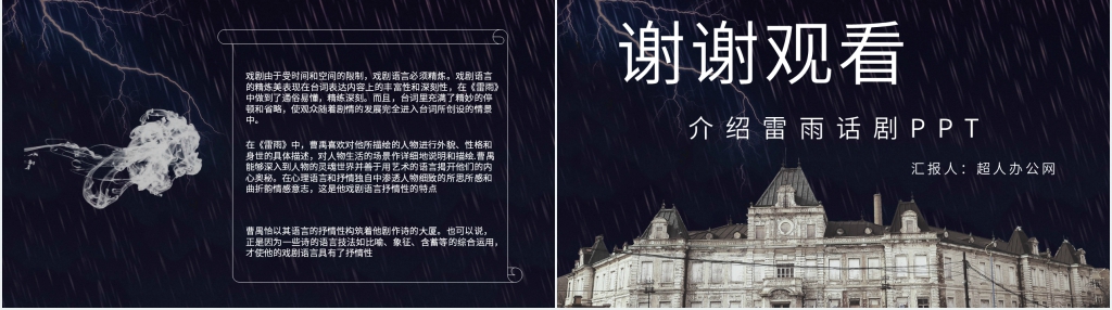 介绍《雷雨》话剧PPT模板 介绍《雷雨》话剧PPT模板