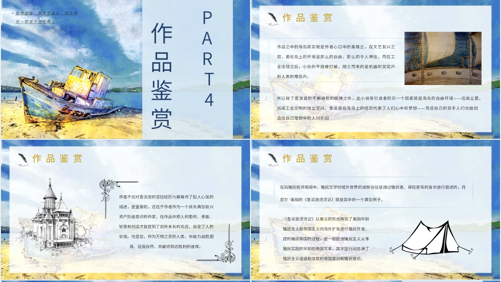 鲁滨逊漂流记推荐PPT模板 鲁滨逊漂流记推荐PPT模板