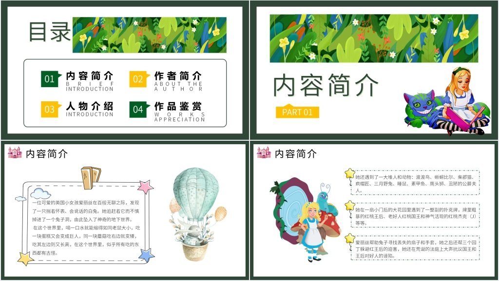 《爱丽丝漫游奇境记》导读PPT模板 《爱丽丝漫游奇境记》导读PPT模板