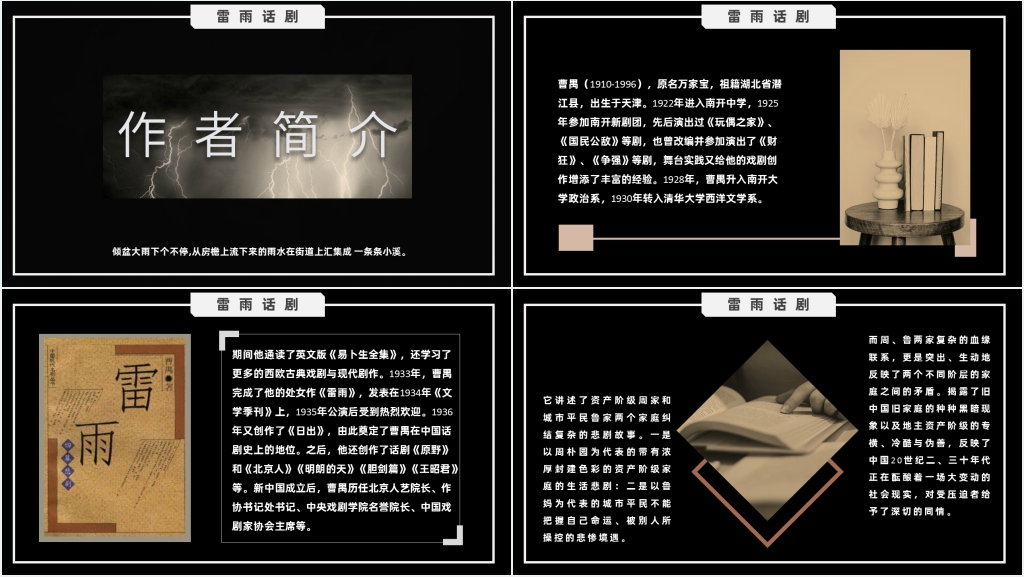 中国著名作家曹禺《雷雨》教案PPT课件