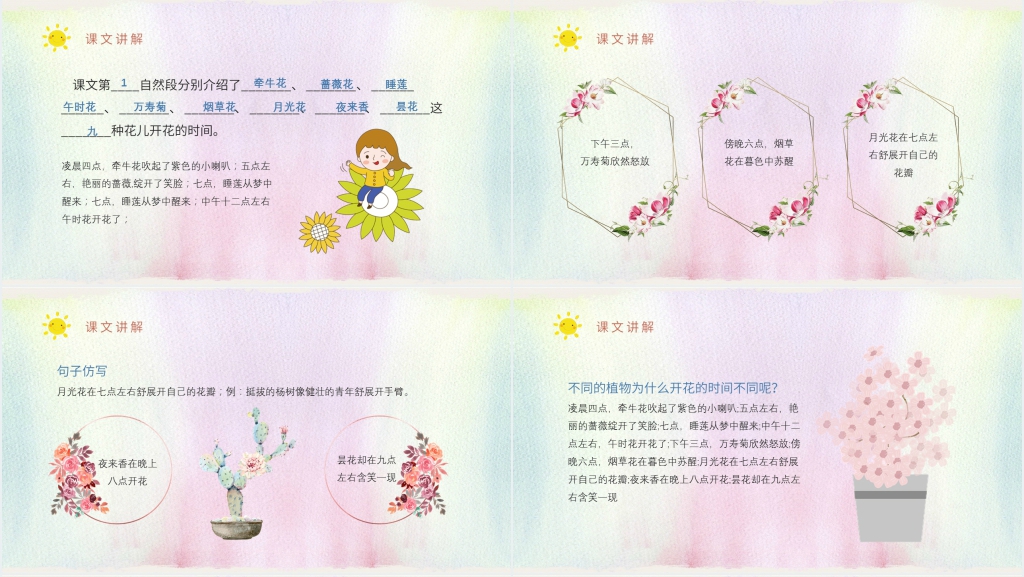 人教部编版小学三年级语文上册《花钟》PPT课件 人教部编版小学三年级语文上册《花钟》PPT课件