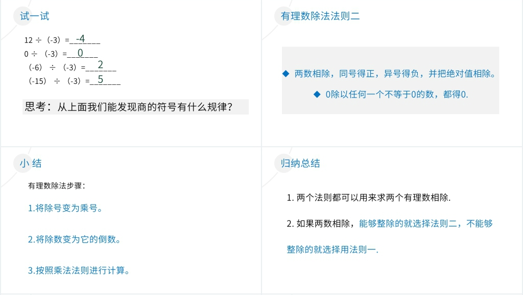 七年级初一上册《有理数除法》PPT课件 七年级初一上册《有理数除法》PPT课件
