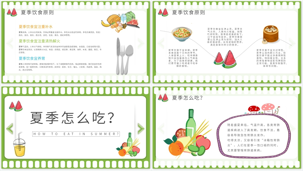 夏天饮食知识PPT模板 夏天饮食知识PPT模板