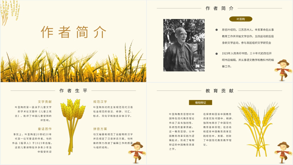 稻草人阅读理解PPT模板 稻草人阅读理解PPT模板
