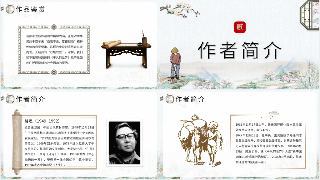 平凡的世界小说分享PPT模板