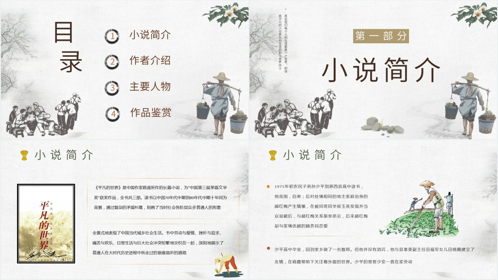 平凡的世界内容PPT模板 平凡的世界内容PPT模板
