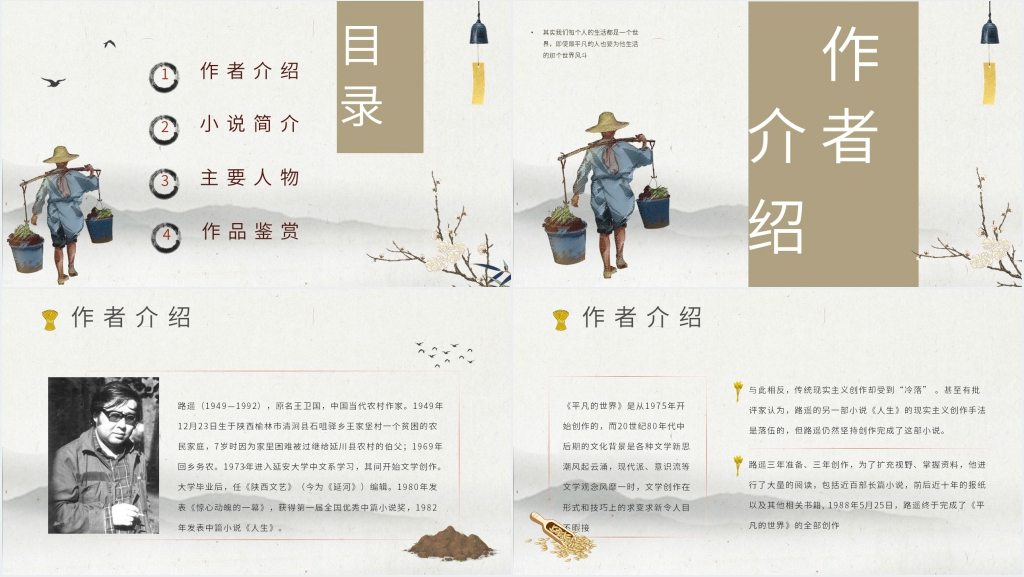 小说平凡的世界介绍PPT模板 小说平凡的世界介绍PPT模板