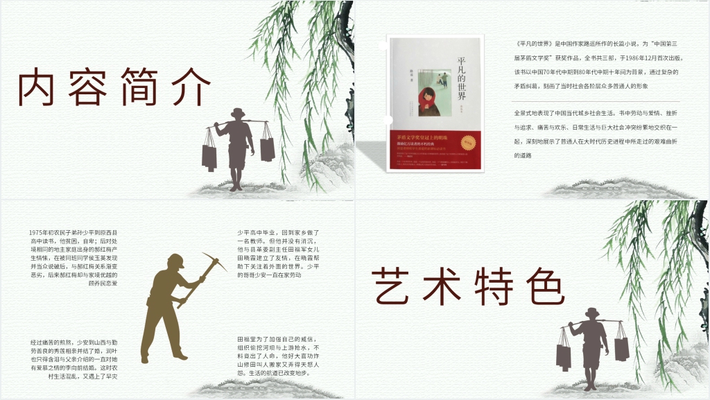 中国小说欣赏平凡的世界PPT模板 中国小说欣赏平凡的世界PPT模板