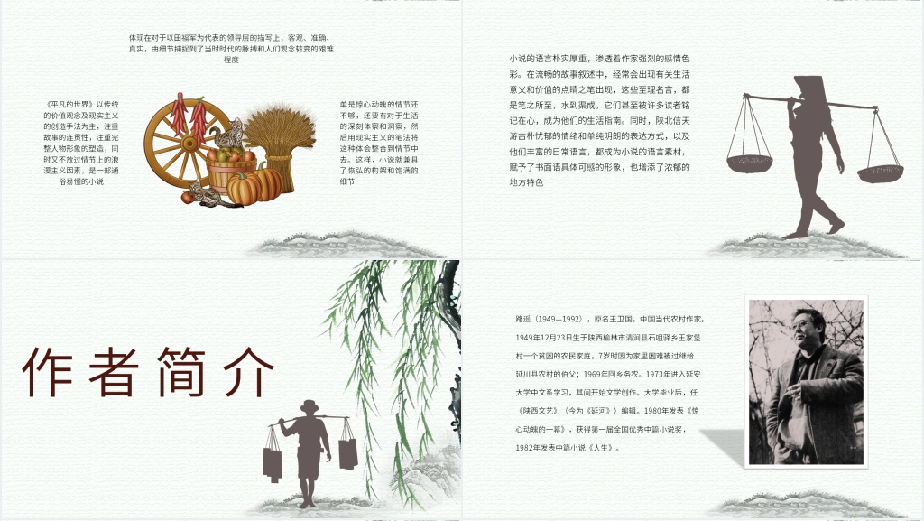 中国小说欣赏平凡的世界PPT模板 中国小说欣赏平凡的世界PPT模板