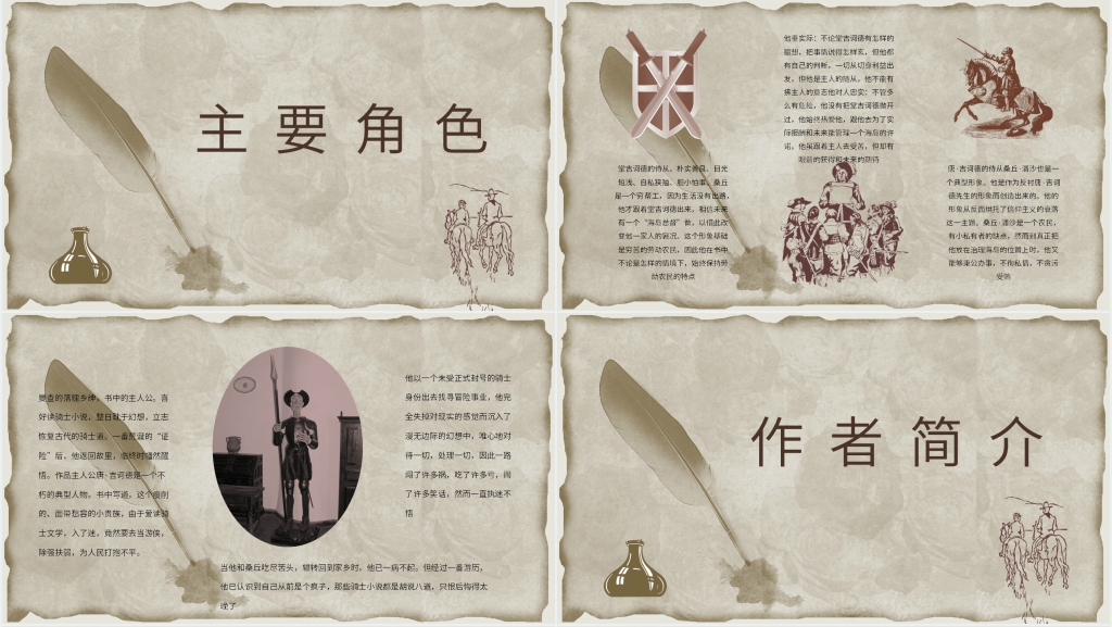 堂吉诃德导读PPT模板 堂吉诃德导读PPT模板
