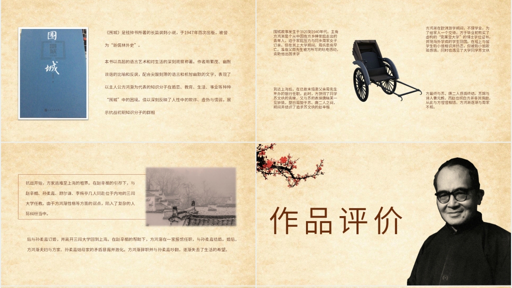 围城简介PPT模板 围城简介PPT模板