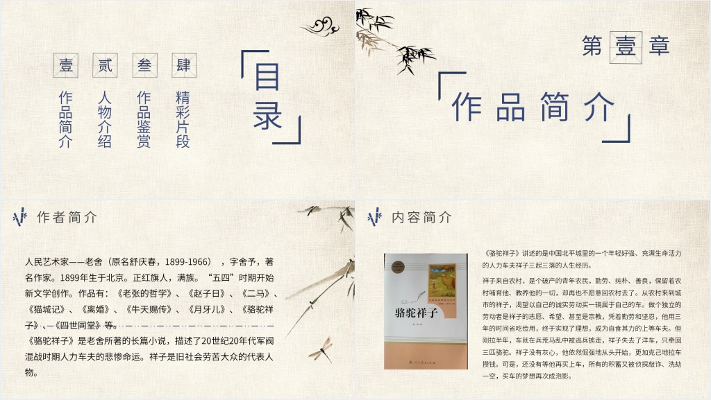 骆驼祥子专题探究PPT模板 骆驼祥子专题探究PPT模板