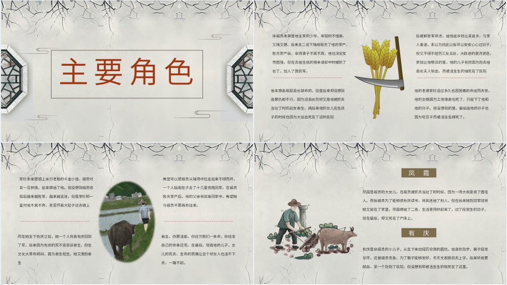 余华小说活着赏析PPT模板 余华小说活着赏析PPT模板