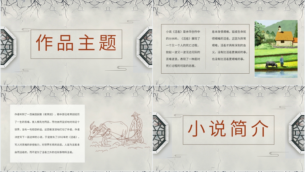 余华小说活着赏析PPT模板 余华小说活着赏析PPT模板