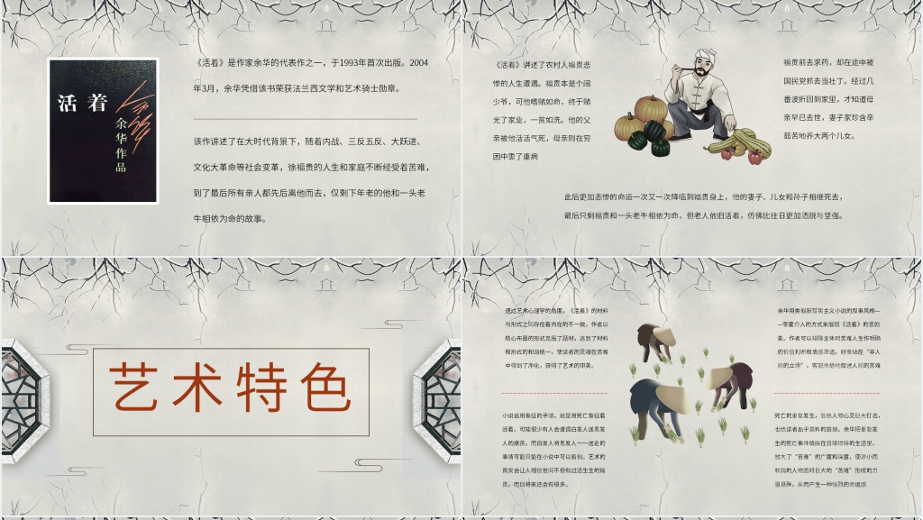 余华小说活着赏析PPT模板 余华小说活着赏析PPT模板