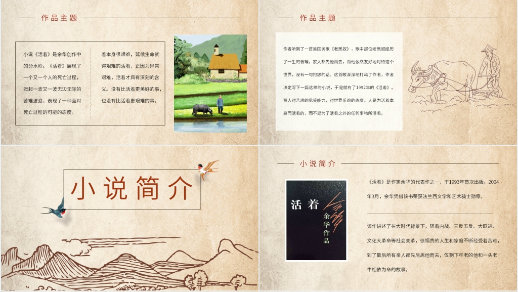 推荐一本好书活着小说PPT模板 推荐一本好书活着小说PPT模板