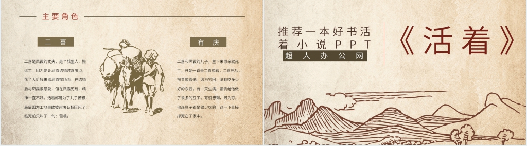 推荐一本好书活着小说PPT模板 推荐一本好书活着小说PPT模板