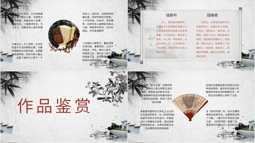 好书推荐《四世同堂》PPT模板 好书推荐《四世同堂》PPT模板