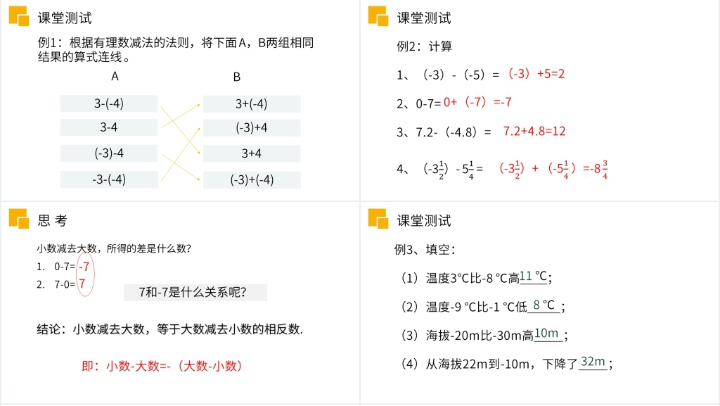 七年级初一上册《有理数减法》PPT课件 七年级初一上册《有理数减法》PPT课件