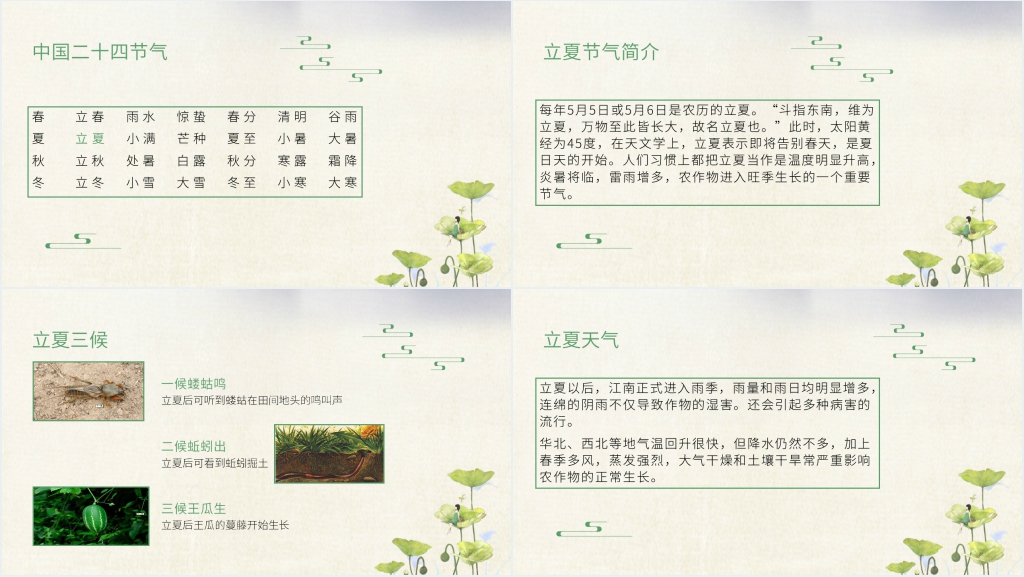 立夏的由来习俗PPT模板 立夏的由来习俗PPT模板