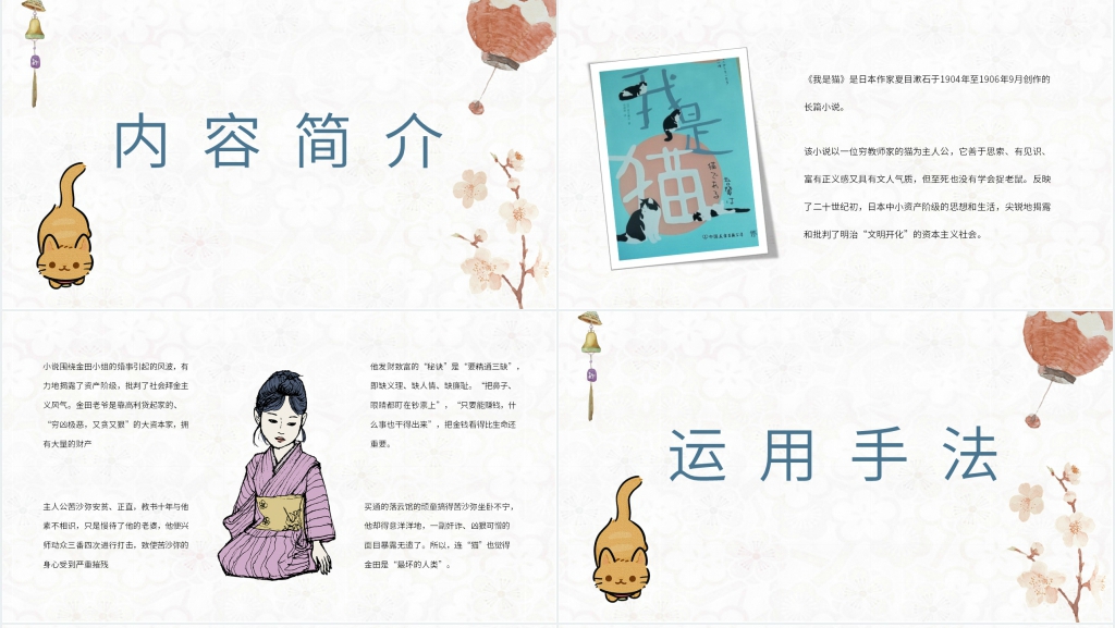 我是猫夏目漱石作品PPT模板 我是猫夏目漱石作品PPT模板