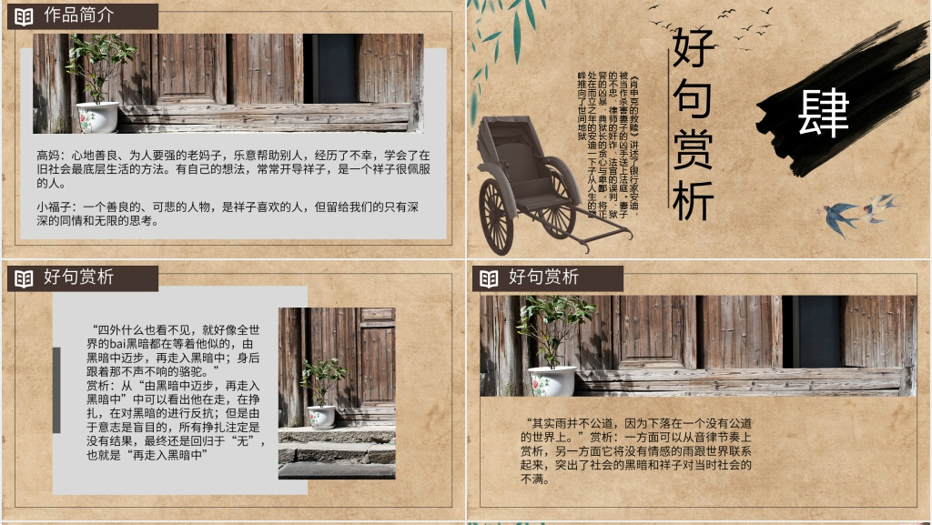 骆驼祥子名著分享PPT模板