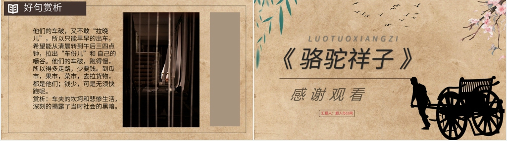骆驼祥子名著分享PPT模板