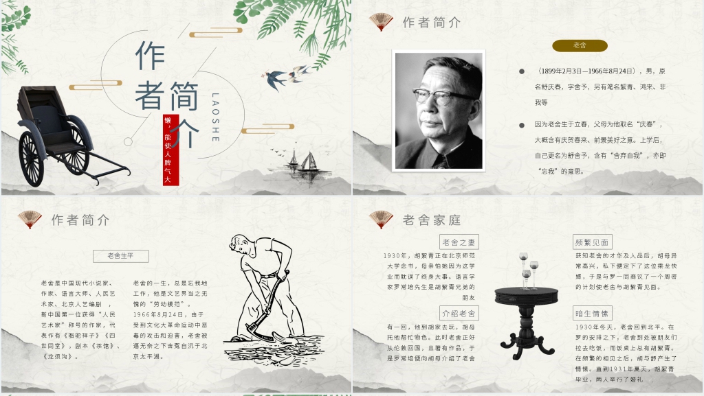 骆驼祥子阅读课PPT模板