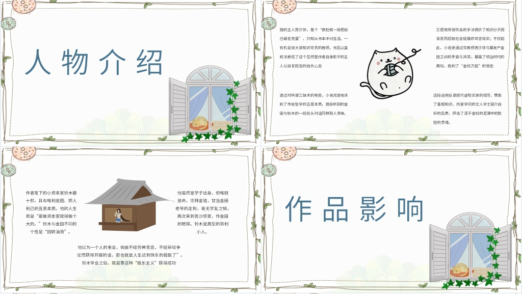 我是猫读书笔记PPT模板 我是猫读书笔记PPT模板