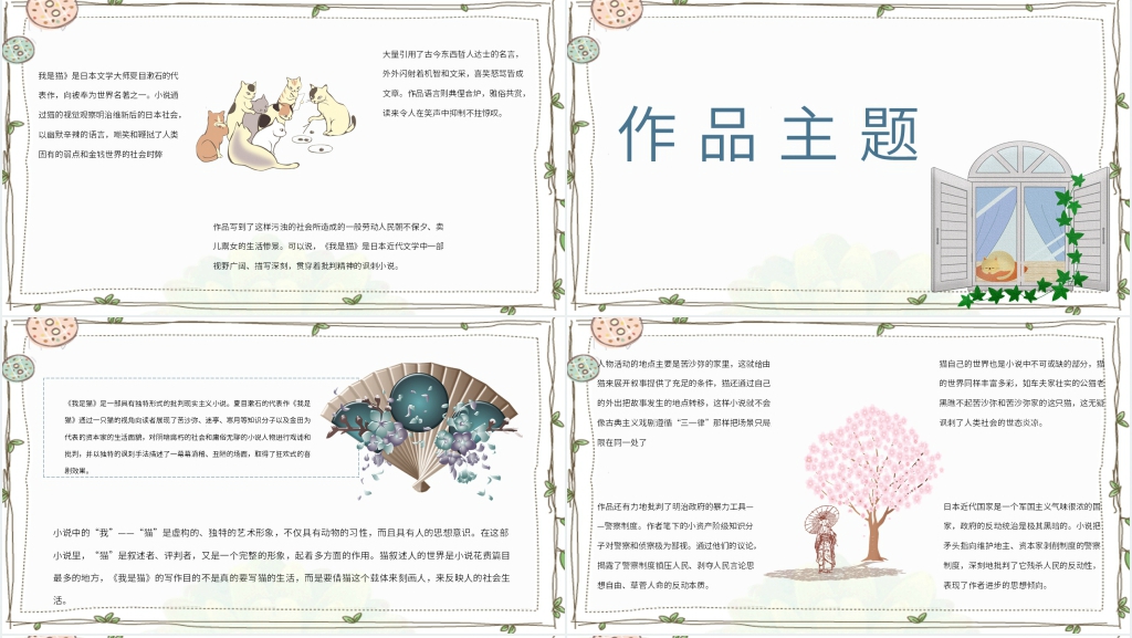 我是猫读书笔记PPT模板 我是猫读书笔记PPT模板