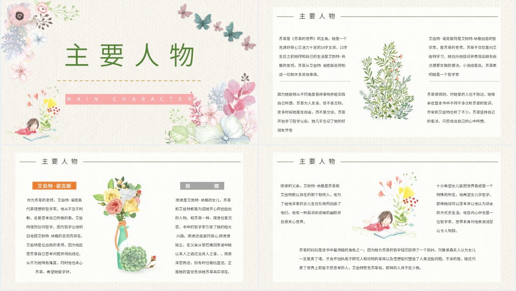 苏菲的世界介绍PPT模板 苏菲的世界介绍PPT模板