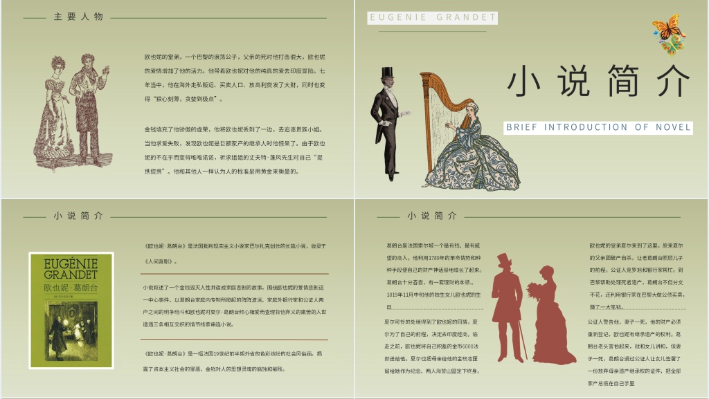 欧也妮葛朗台导读PPT模板 欧也妮葛朗台导读PPT模板