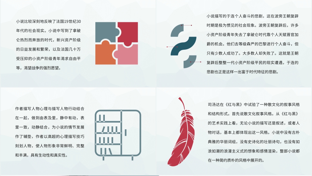 红与黑小说介绍PPT模板