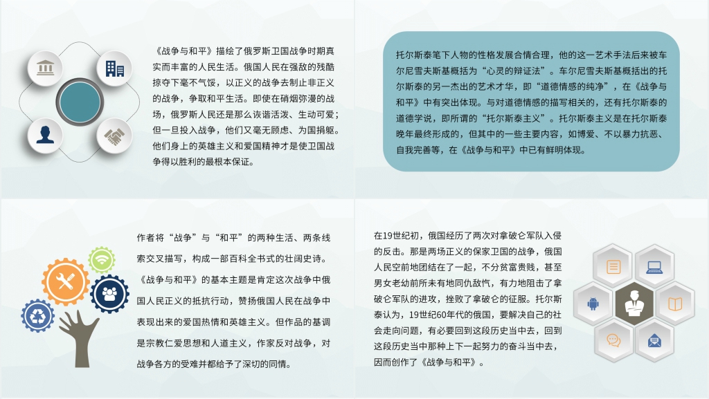 战争与和平读后感PPT模板 战争与和平读后感PPT模板