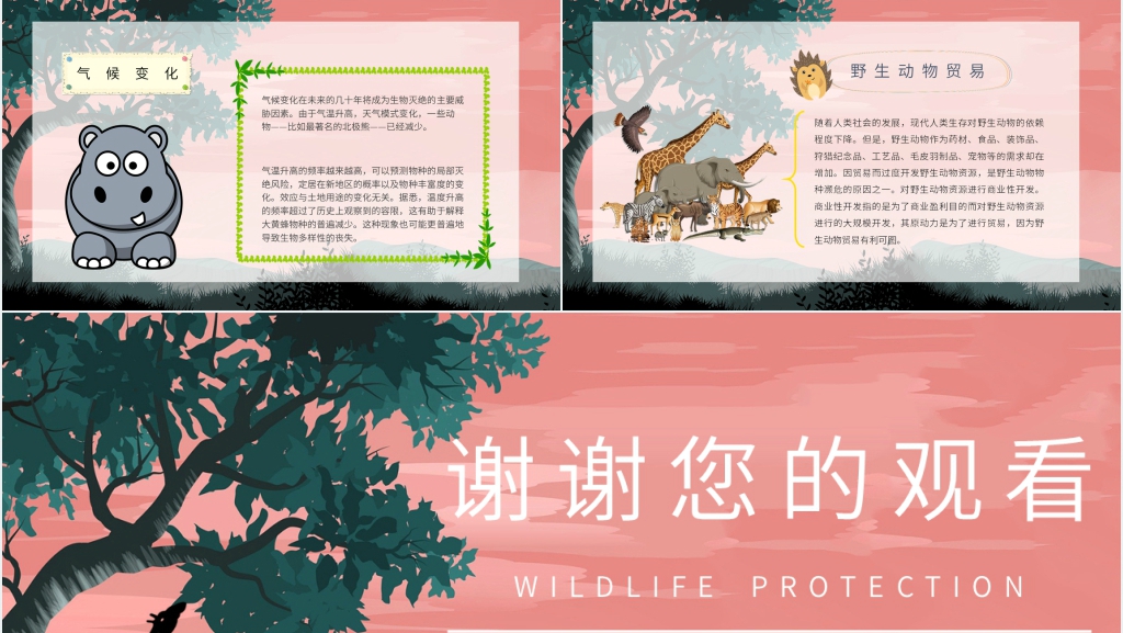 宣传保护野生动物的活动PPT模板 宣传保护野生动物的活动PPT模板
