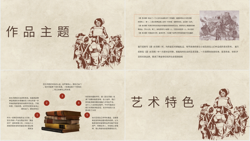 名著导读唐吉诃德PPT模板 名著导读唐吉诃德PPT模板