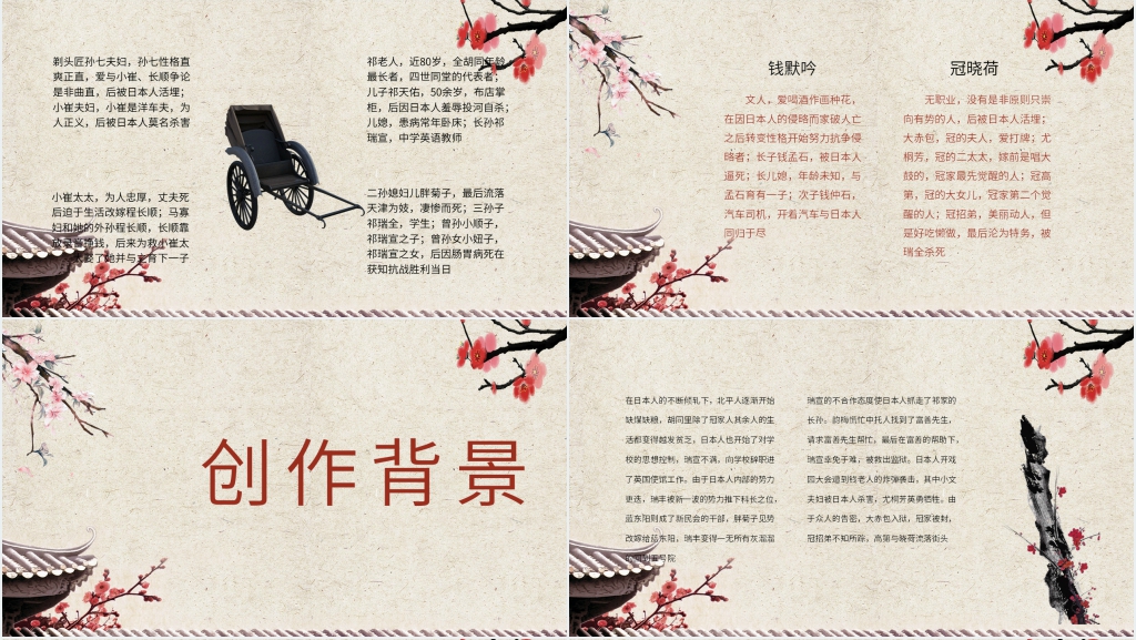 《四世同堂》赏读PPT模板 《四世同堂》赏读PPT模板