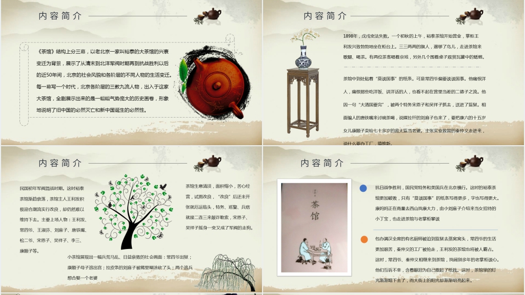 老舍茶馆推荐PPT模板