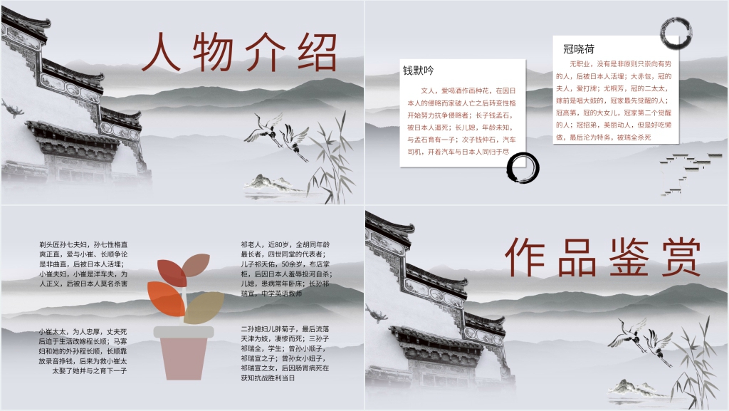 《四世同堂》小说PPT模板 《四世同堂》小说PPT模板