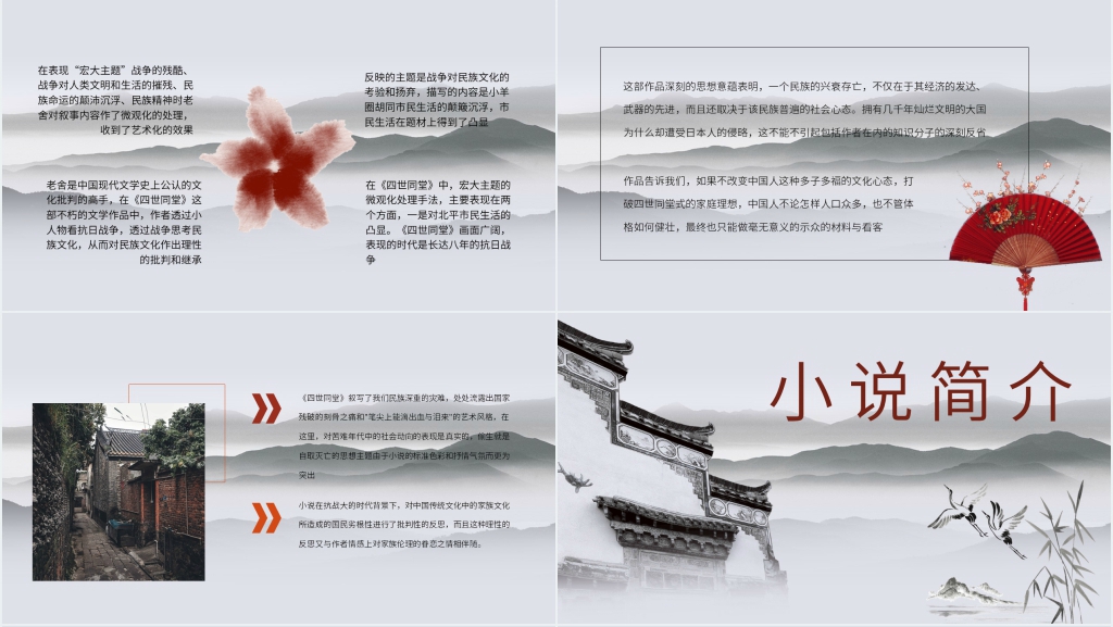 《四世同堂》小说PPT模板 《四世同堂》小说PPT模板