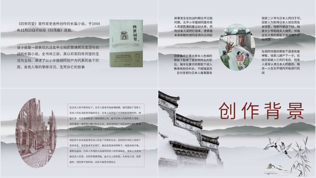 《四世同堂》小说PPT模板 《四世同堂》小说PPT模板