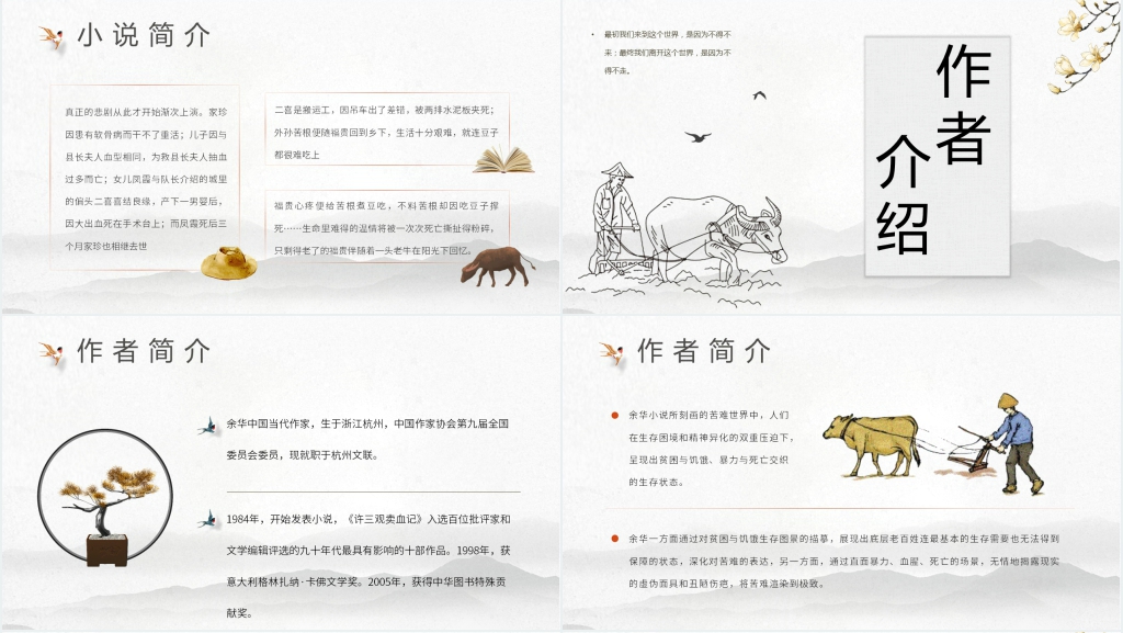 余华作品活着PPT模板 余华作品活着PPT模板