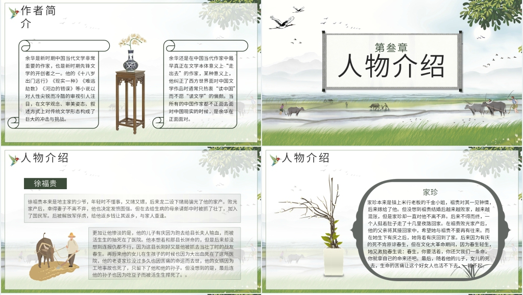余华活着书籍PPT模板 余华活着书籍PPT模板
