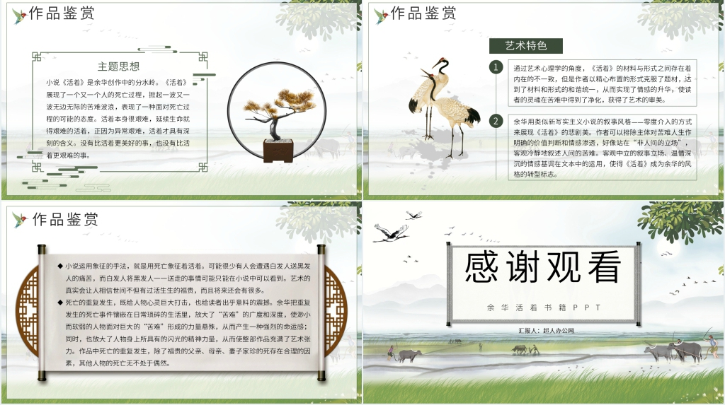 余华活着书籍PPT模板 余华活着书籍PPT模板