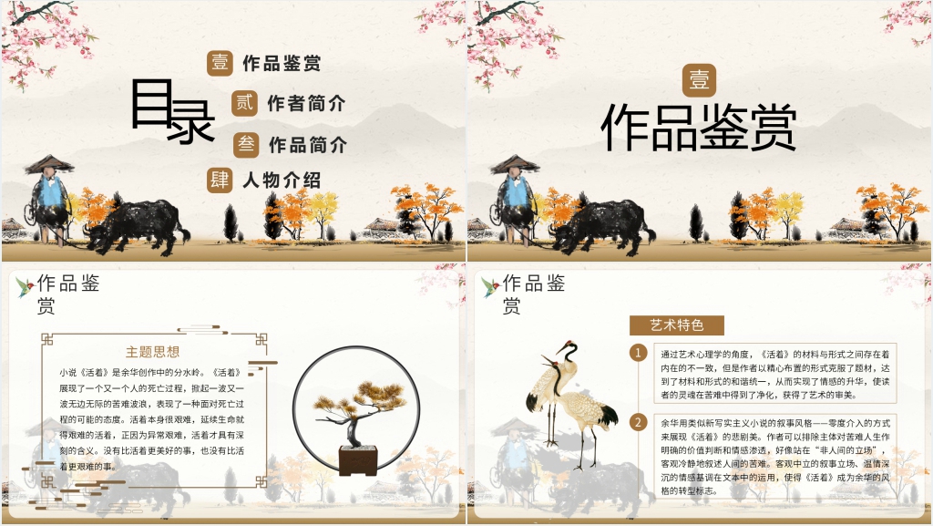 余华活着书评PPT模板 余华活着书评PPT模板