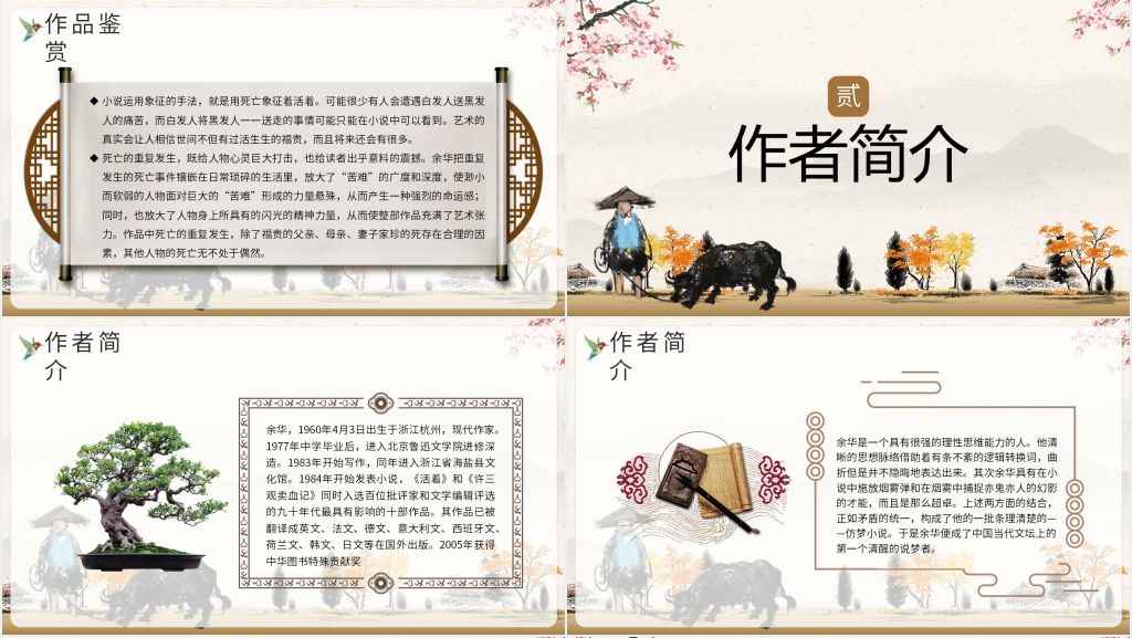 余华活着书评PPT模板 余华活着书评PPT模板